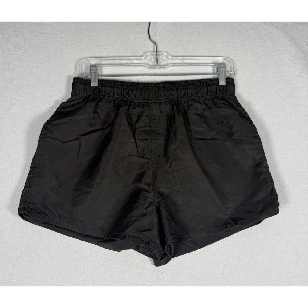 Fear of God Essentials Shorts Mens Small Shiny Black / Dark Gray Logo Nylon 3"